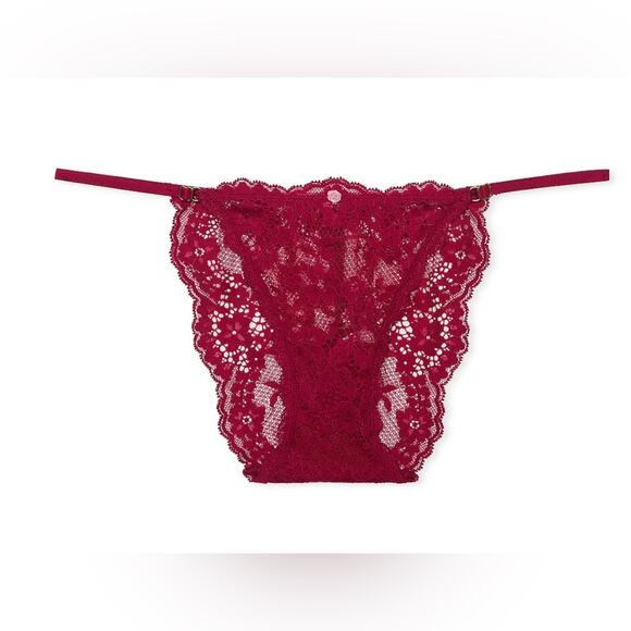 Victorias secret Lace Adjustable String Bikini Panty campari red size xl - Picture 1 of 5